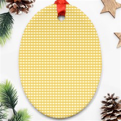 Gingham Plaid Fabric Pattern Yellow Oval Ornament (two Sides)