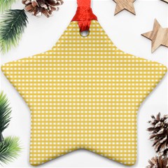 Gingham Plaid Fabric Pattern Yellow Star Ornament (two Sides) by HermanTelo