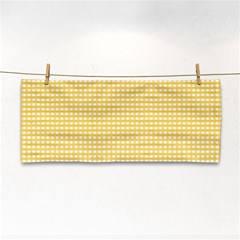 Gingham Plaid Fabric Pattern Yellow Hand Towel by HermanTelo