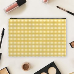 Gingham Plaid Fabric Pattern Yellow Cosmetic Bag (large) by HermanTelo