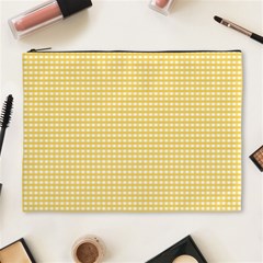 Gingham Plaid Fabric Pattern Yellow Cosmetic Bag (xl)