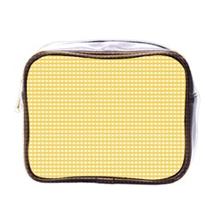 Gingham Plaid Fabric Pattern Yellow Mini Toiletries Bag (one Side) by HermanTelo