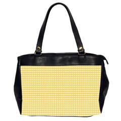 Gingham Plaid Fabric Pattern Yellow Oversize Office Handbag (2 Sides) by HermanTelo