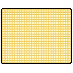 Gingham Plaid Fabric Pattern Yellow Fleece Blanket (medium)  by HermanTelo