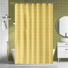 Gingham Plaid Fabric Pattern Yellow Shower Curtain 48  X 72  (small)  by HermanTelo