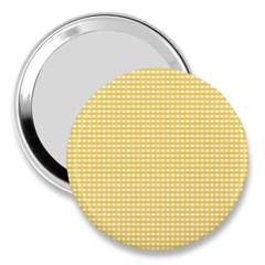 Gingham Plaid Fabric Pattern Yellow 3  Handbag Mirrors