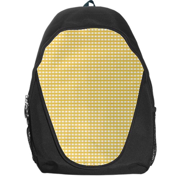 Gingham Plaid Fabric Pattern Yellow Backpack Bag