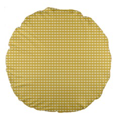 Gingham Plaid Fabric Pattern Yellow Large 18  Premium Round Cushions