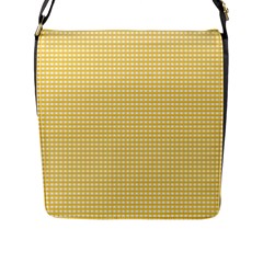 Gingham Plaid Fabric Pattern Yellow Flap Closure Messenger Bag (l) by HermanTelo