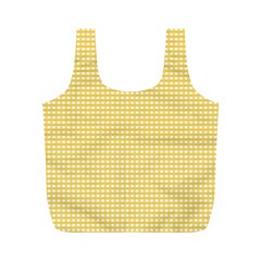 Gingham Plaid Fabric Pattern Yellow Full Print Recycle Bag (m)