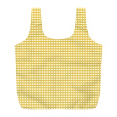 Gingham Plaid Fabric Pattern Yellow Full Print Recycle Bag (l)