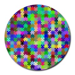 Jigsaw Puzzle Background Chromatic Round Mousepads