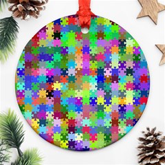 Jigsaw Puzzle Background Chromatic Ornament (round) by HermanTelo