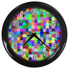 Jigsaw Puzzle Background Chromatic Wall Clock (black) by HermanTelo