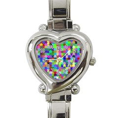 Jigsaw Puzzle Background Chromatic Heart Italian Charm Watch