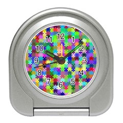 Jigsaw Puzzle Background Chromatic Travel Alarm Clock by HermanTelo