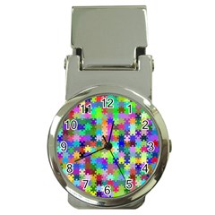 Jigsaw Puzzle Background Chromatic Money Clip Watches