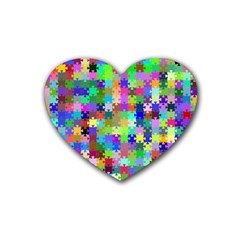 Jigsaw Puzzle Background Chromatic Rubber Coaster (heart) 