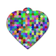 Jigsaw Puzzle Background Chromatic Dog Tag Heart (one Side)