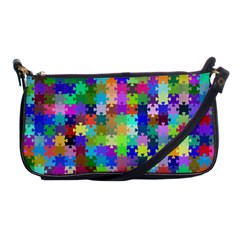 Jigsaw Puzzle Background Chromatic Shoulder Clutch Bag by HermanTelo