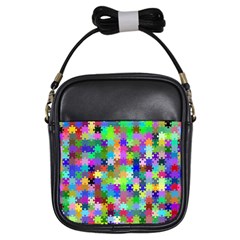 Jigsaw Puzzle Background Chromatic Girls Sling Bag