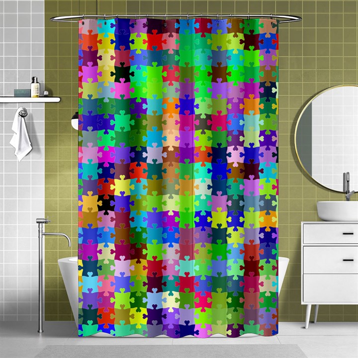 Jigsaw Puzzle Background Chromatic Shower Curtain 48  x 72  (Small) 