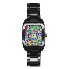 Jigsaw Puzzle Background Chromatic Stainless Steel Barrel Watch