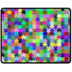 Jigsaw Puzzle Background Chromatic Double Sided Fleece Blanket (medium) 