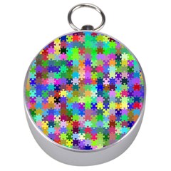 Jigsaw Puzzle Background Chromatic Silver Compasses by HermanTelo