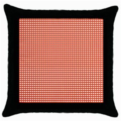 Gingham Plaid Fabric Pattern Red Throw Pillow Case (black) by HermanTelo