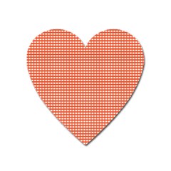 Gingham Plaid Fabric Pattern Red Heart Magnet by HermanTelo