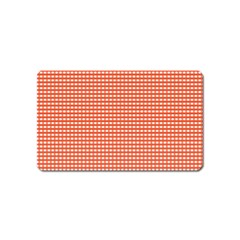 Gingham Plaid Fabric Pattern Red Magnet (Name Card)