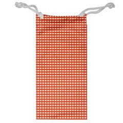 Gingham Plaid Fabric Pattern Red Jewelry Bag by HermanTelo