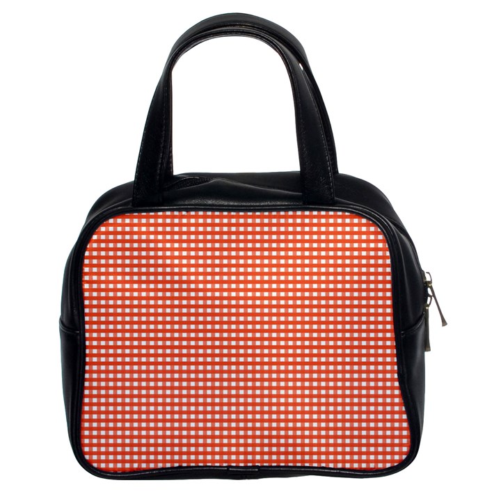 Gingham Plaid Fabric Pattern Red Classic Handbag (Two Sides)