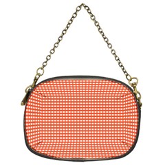 Gingham Plaid Fabric Pattern Red Chain Purse (one Side) by HermanTelo