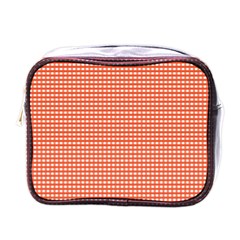 Gingham Plaid Fabric Pattern Red Mini Toiletries Bag (one Side)