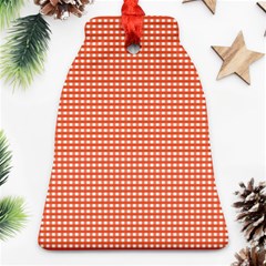 Gingham Plaid Fabric Pattern Red Ornament (bell)