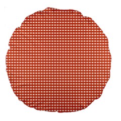 Gingham Plaid Fabric Pattern Red Large 18  Premium Round Cushions by HermanTelo