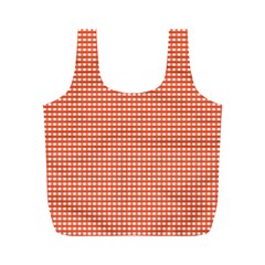 Gingham Plaid Fabric Pattern Red Full Print Recycle Bag (M)