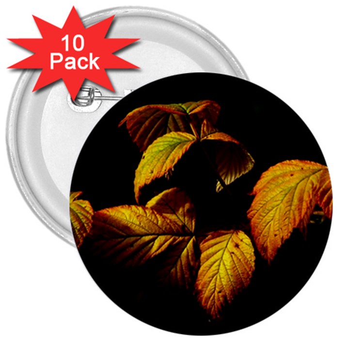 Nature Yellow Plant Leaves 3  Buttons (10 pack) 