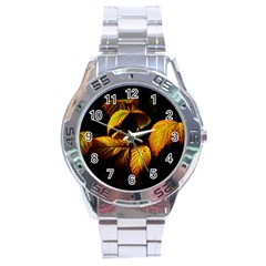 Nature Yellow Plant Leaves Stainless Steel Analogue Watch