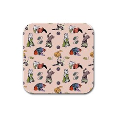 Funny Cats Rubber Square Coaster (4 Pack)  by Sobalvarro