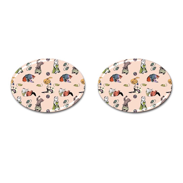 Funny cats Cufflinks (Oval)