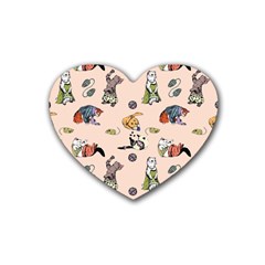 Funny Cats Rubber Coaster (heart)  by Sobalvarro