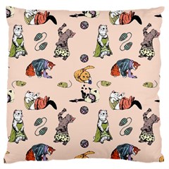 Funny Cats Large Cushion Case (one Side) by Sobalvarro