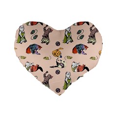 Funny Cats Standard 16  Premium Heart Shape Cushions by Sobalvarro