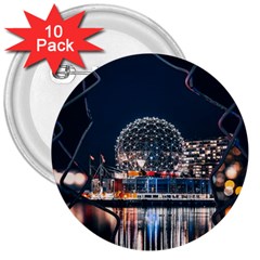 Silver Dome 3  Buttons (10 pack) 