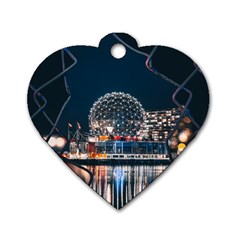 Silver Dome Dog Tag Heart (One Side)