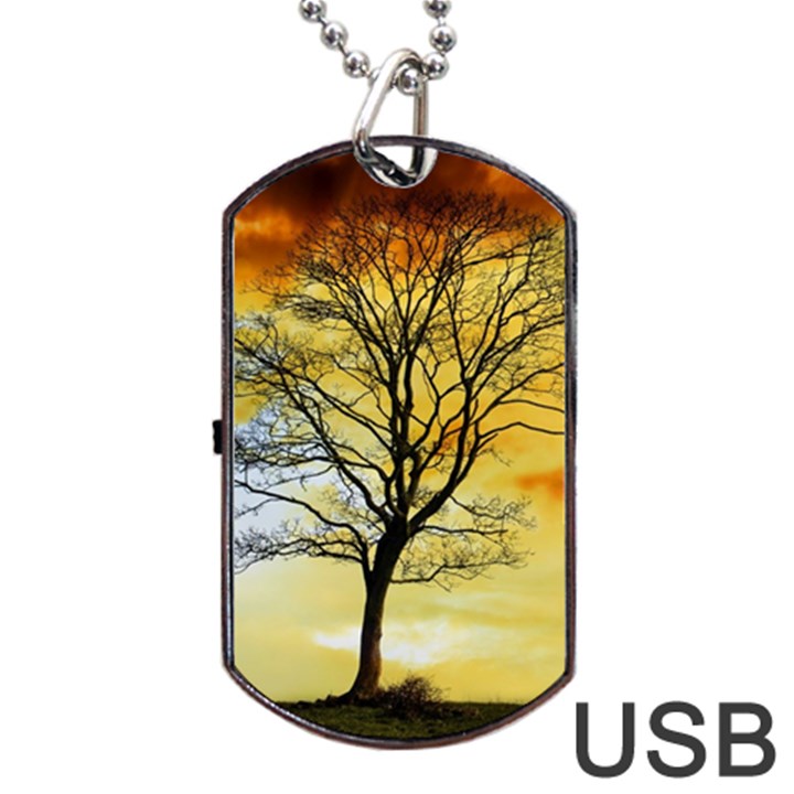 Branches Dawn Dusk Fall Dog Tag USB Flash (Two Sides)