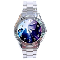 Abstract Architectural Design Architecture Building Stainless Steel Analogue Watch by Pakrebo